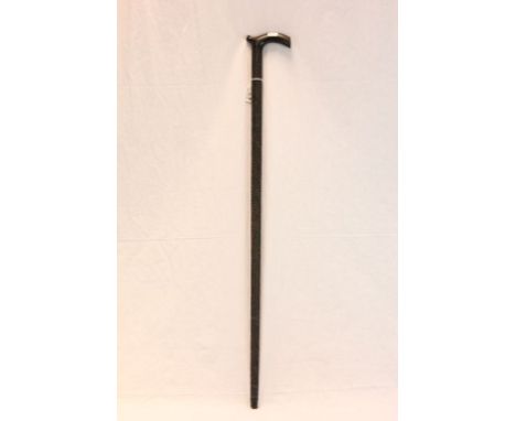 Carved bog Oak or Ebony walking stick with Floral design