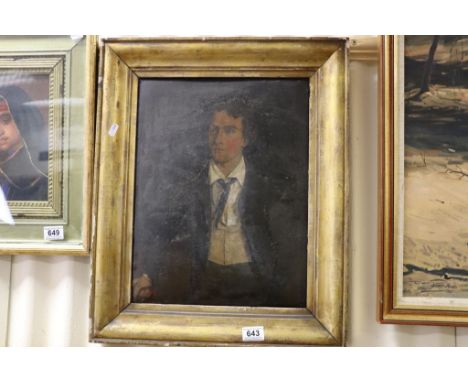 19th century oil on board portrait of a gent.