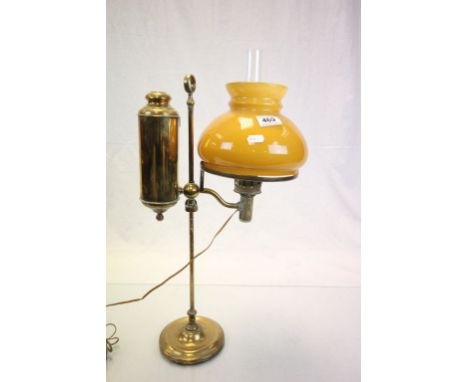 Vintage Brass Student's lamp with glass shade and converted to electric