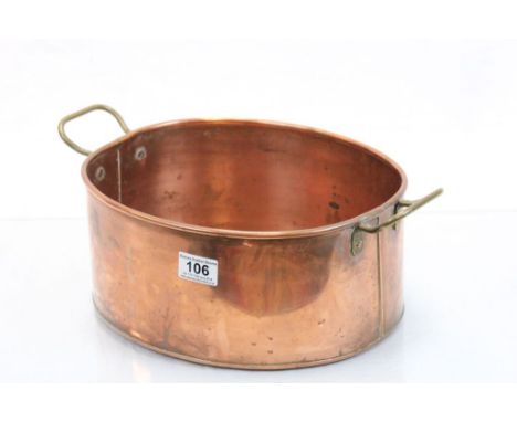 Large Copper Oval Planter with Brass Handles