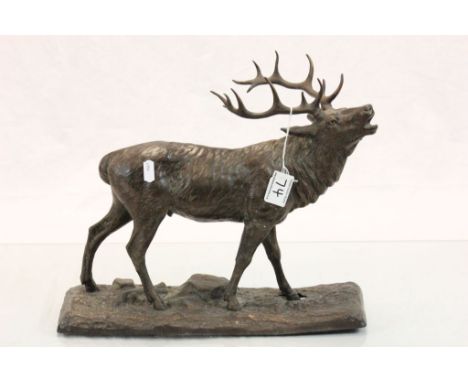 Hollow cast Bronzed spelter model of a stag