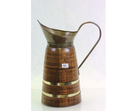 Large Oak and Brass Bound Stick Stand Jug