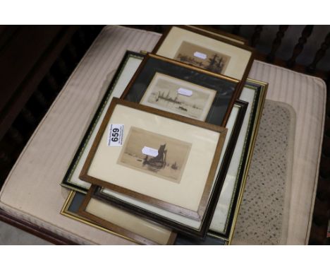 A quantity of vintage framed maritime and sailing prints.