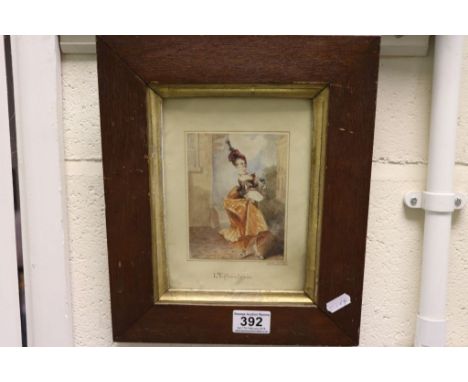 19th century watercolour portrait of a dancing girl by J.R.Rudd 1834