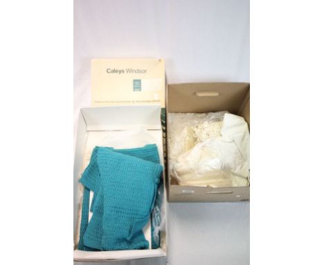 Box of vintage fabric & clothing etc