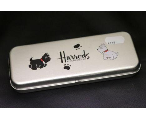 Harrods of London Cased Pen and Pencil Set decorated with Scottie Dogs