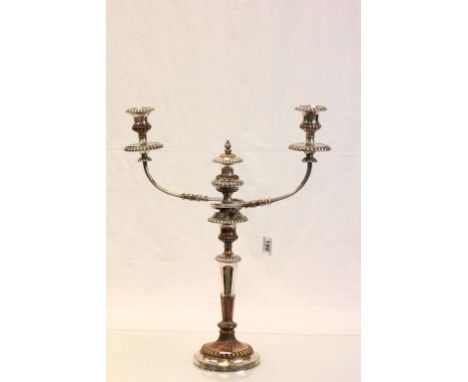 Large Sheffield plate two branch Candelabra