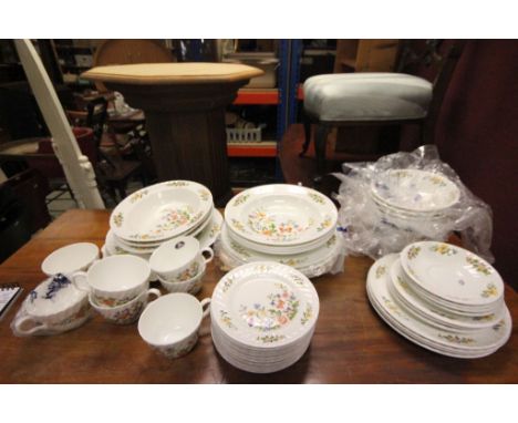 Collection of Aynsley ' Cottage Garden ' Dinner and Tea Ware including 12 Bowls, 4 Shallow Bowls, 5 Dinner Plates, 4 Side Pla