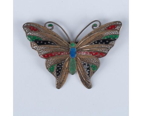Delicate sterling silver filigree with colorful enamel. Topazio mark and 925 stamp on the back. 10g. Dimensions: 1.75"L x 2.2