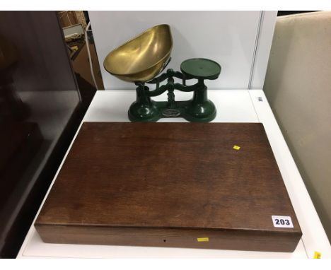 Chess pieces and a set of scales
