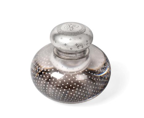 An American Silver-Mounted Glass Inkwell, by Goodnow and Jenks, Boston, Massachusetts, Circa 1900, The Glass Perhaps by Pairp