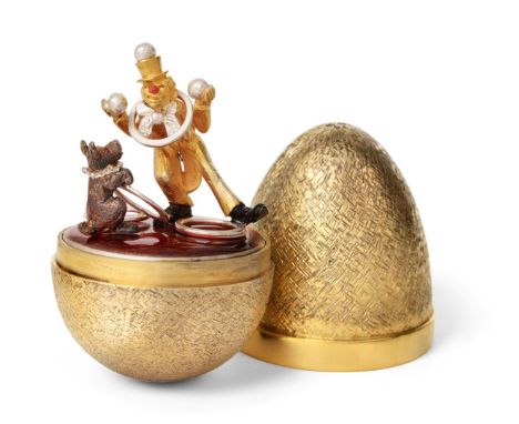 An Elizabeth II Parcel-Gilt and Enamel 'Surprise Egg', by Stuart Devlin, London, 1980, Number 98 in a Limited Edition, the te