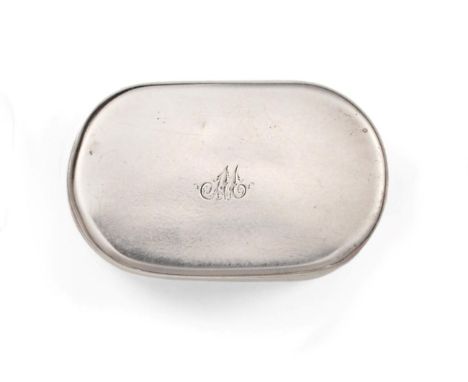 A George III Silver Snuff-Box, by Robert Cattle and James Barber, York, 1807, oval with reeded sides, the hinged cover engrav