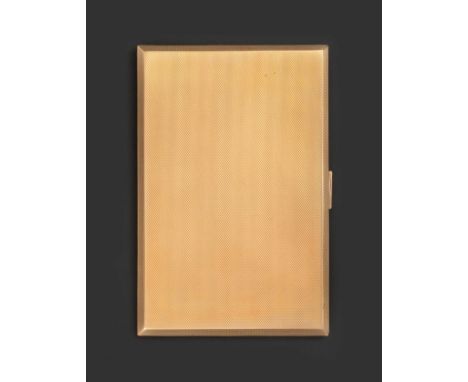 A George VI Gold Cigarette-Case, by W H Manton Ltd, Birmingham, 1946, 9ct, oblong and with engine-turned decoration, engraved