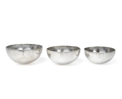 A Set of Three Elizabeth II Silver Bowls, by Adrian K. A. Hope, Edinburgh, Circa 2005, each circular and with spiral decorati