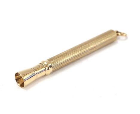 A George V Gold Cigar-Pierce, by Sampson Mordan and Co., London, 1924, 9ct, Retailed by Manoah Rhodes and Sons Ltd., Bradford