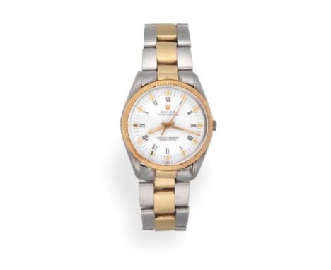 A Steel and Gold Automatic Centre Seconds Wristwatch, signed Rolex, Oyster Perpetual, Superlative Chronometer Officially Cert