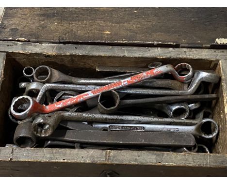 A large box of vintage spanners.  No shipping 