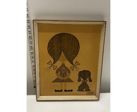 A vintage Robert Lyons woodcut picture. 38cm x 32cm 