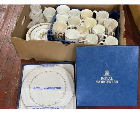 A box of assorted bone china including Royal Worcester.  No shipping 
