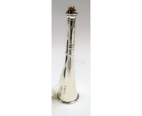 Victorian silver table lighter in the form of a hunting horn by Goldsmiths &amp; Silversmiths Company Ltd, London 1898, heigh