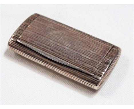 George III silver snuff box by William Pugh, of rectangular oval section with engine turned decoration, Birmingham 1808, widt