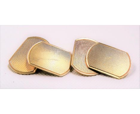Pair of 9ct hallmarked gold engine turned cufflinks, weight 5.3g approx