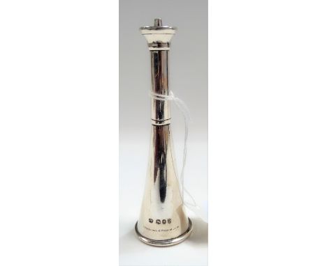 Victorian silver table lighter in the form of a hunting horn, maker JB, retailed by H. Rodrigues. 42. Piccadilly. W, London 1