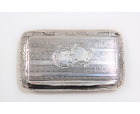 Early Victorian silver engine turned snuff box, maker ES, Birmingham 1850