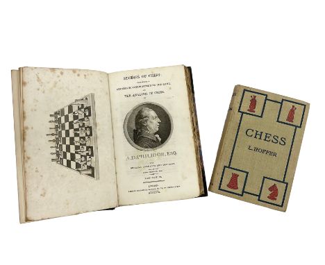 A.D.Philidor - 'Studies of Chess' 5th edition, Samuel Bagster, 1817, marbled board together with L.Hoffer - 'Chess' 22nd edit