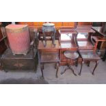 An Edwardian mahogany coal purdonium together with a mahogany bedside cabinet,