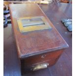 A Gledhill's Patent Cash Till in mahogany with brass fittings