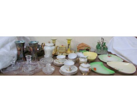 A Royal Doulton series ware part dressing table set together with Carltonware dishes, glass cruet set, other dressing table i