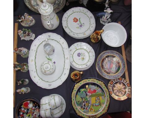 A Heinrich floral decorated part tea and dinner service together with Russian Fairy Tales plates, Royal Crown Derby plates, c