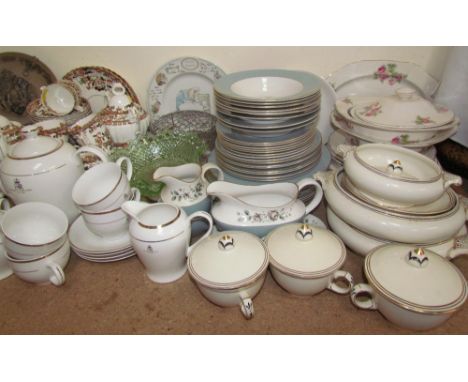 A Royal Doulton Rose Elegans pattern part dinner set together with an Alfred Meakin part dinner set, a Queen's Golden jubilee