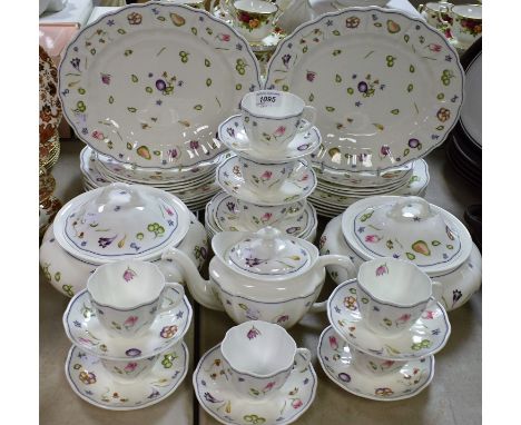 Ceramics - a Royal Crown Derby Chatsworth pattern dinner service, to include ten dinner plates, eight side plates, seven bowl