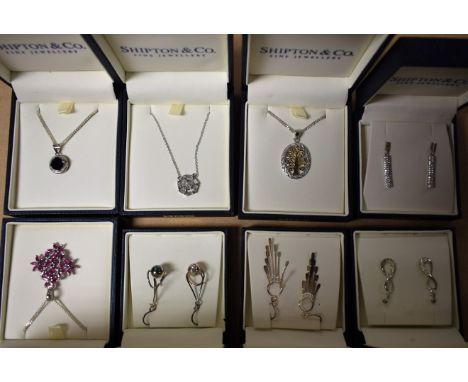 Costume Jewellery - a ruby and silver floral cluster pendant necklace;  others gold plated tree of life, etc;  ball and ring 