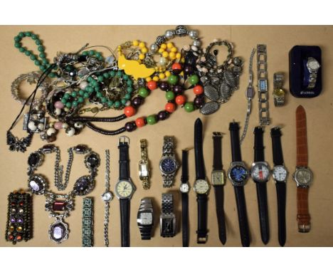 Watches and Jewellery - a vintage New Pop wristwatch; others, Ieke, Seconda, Timex, Lorus, etc.; beads, bracelets, pendant ne