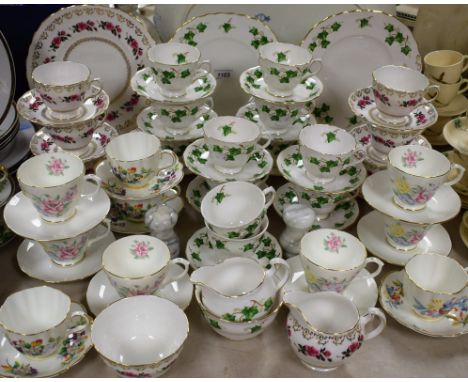 Ceramics - a Colclough tea service, Ivy Leaf pattern; another, pink rose on white ground; etc