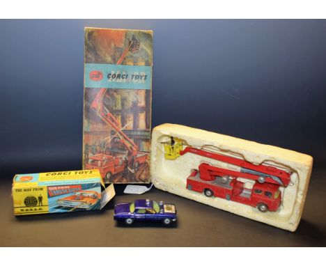 Corgi Toys - 497 The Man from U.N.C.L.E Thrush-Buster, gun firing Oldsmobile super 88;  1127 Simon Snorkel Fire Engine, both 