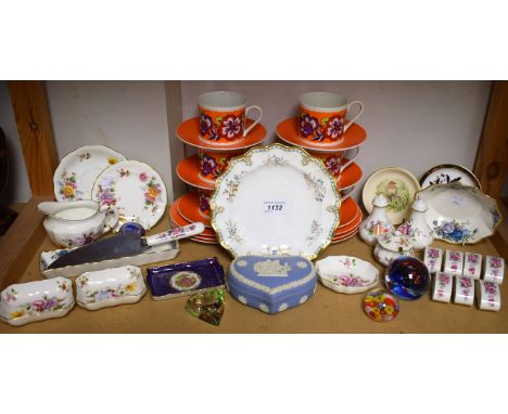 Ceramics and Glass - Royal Crown Derby Normandie side plate, Posies trinket dishes, jug, etc; a retro part coffee set for six