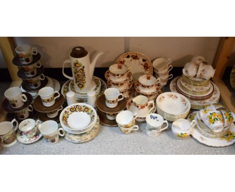 Ceramics - a Royal Kent part dinner and tea set; a J & G Meakin Bali pattern part dinner and coffee set for four; other table