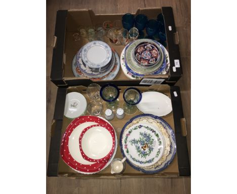 2 BOXES OF MISC POTTERY PORCELAIN AND GLASS INC MIDWINTER