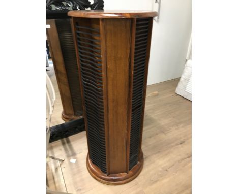 PINE ROTATING RECORDS AND CD RACK
