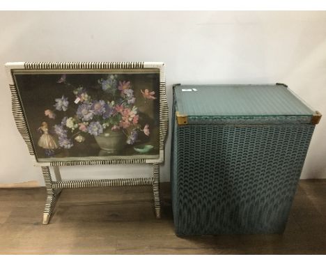 LLOYD LOOM LAUNDRY BASKET AND TRAY TOP FIRESCREEN