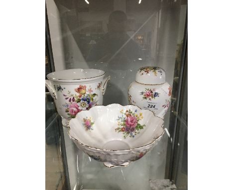HAMMERSLEY VASE, JAR AND COVER AND QUEENS WARE BOWL