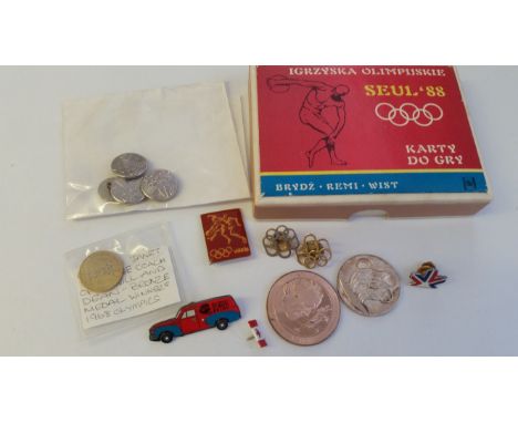 OLYMPICS, selection, inc. badges, medals, buttons etc., inc. Winter Olympics Grenoble 1972, Munich buttons 1956 (3), 1960 (1)