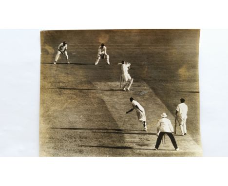CRICKET, press photos, Australia v South Africa, 1963/4, showing Simpson c Lindsay, O'Neill b Pollock, Benaud batting, press 
