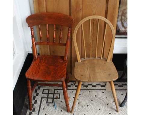 A Victorian East Anglia region Windsor beech dining chair together with an Ercol style dining chair.