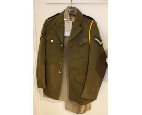 A US Airforce khaki blazer together with a British Army blazer, a pair of household cavalry kid leather jodphurs, a Russian n